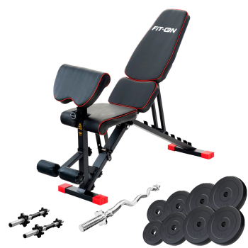 Скамья регулируемая Fit-On FN-S202 + штанга та гантели 33кг