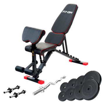 Скамья регулируемая Fit-On FN-S202 + штанга та гантели 42кг