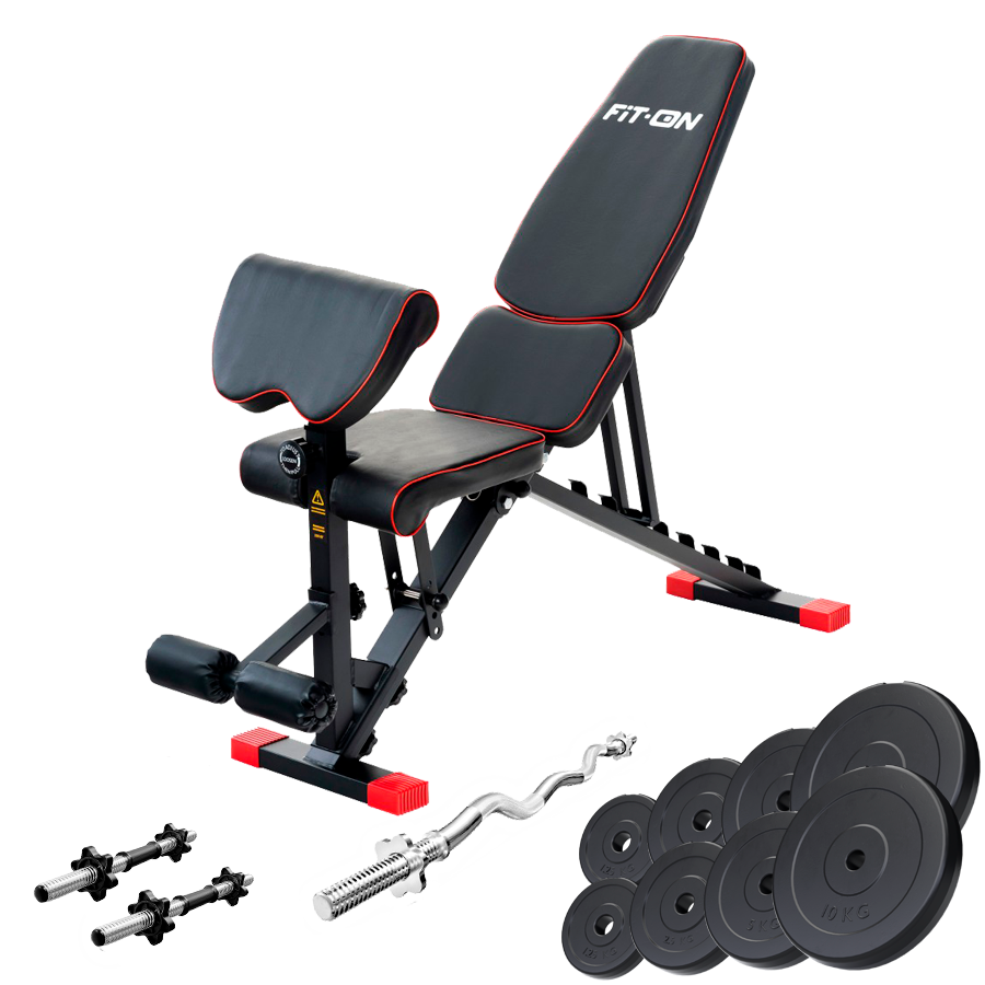 Скамья регулируемая Fit-On FN-S202 + штанга та гантели 42кг