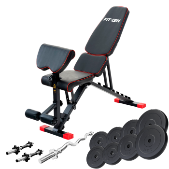 Скамья регулируемая Fit-On FN-S202 + штанга та гантели 44кг