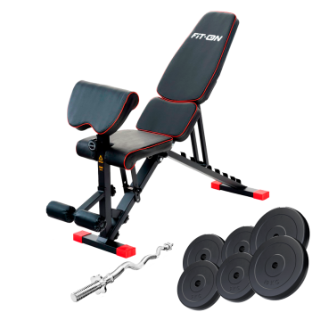 Скамья регулируемая Fit-On FN-S202 + штанга 45кг