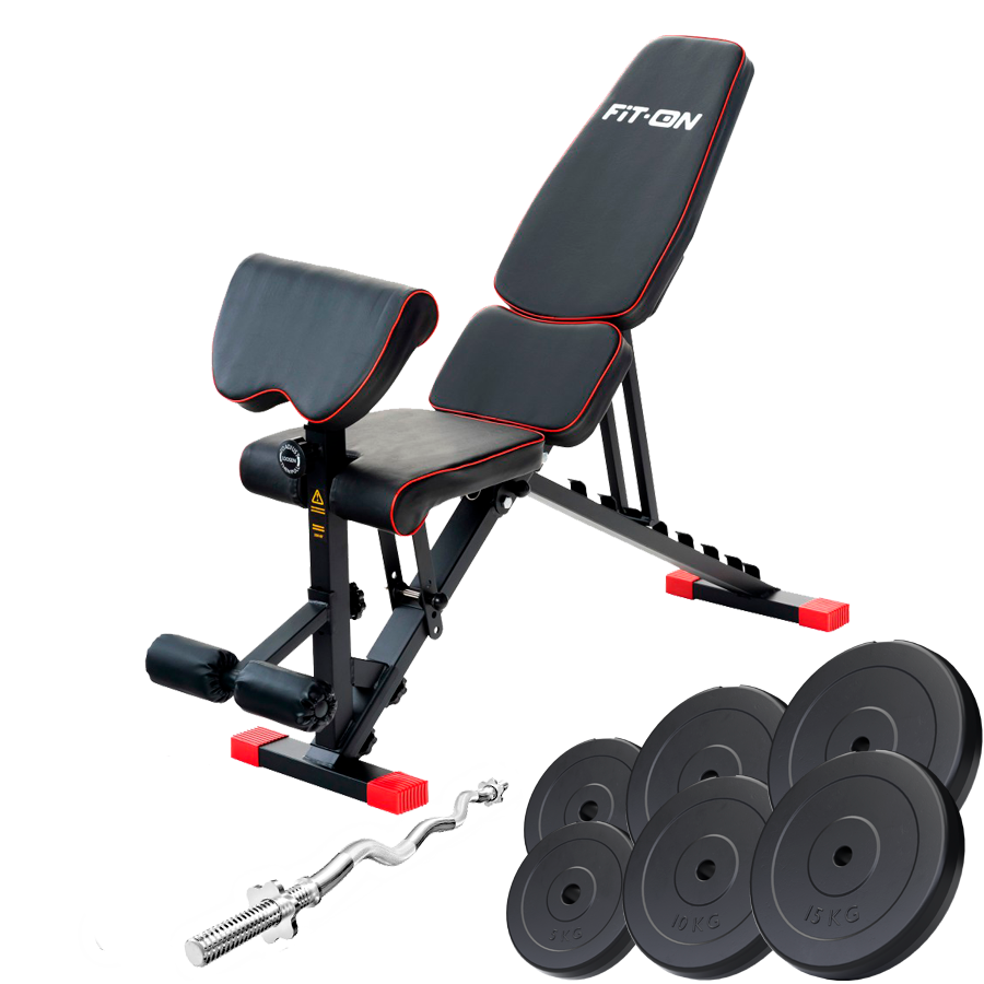 Скамья регулируемая Fit-On FN-S202 + штанга 74кг