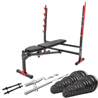 Лава тренувальна Marbo Sport MH-L107 2.0 + штанга та гантелі 110кг